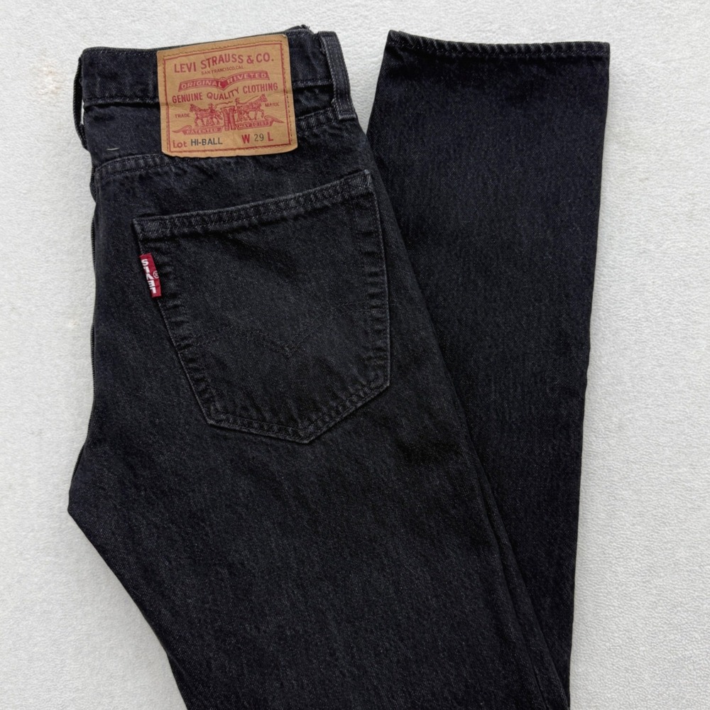 Levi Hi-Ball Jeans Women 29 Black Distressed Tapered Premium Ripped Casual